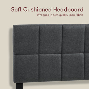 Velmora Single Fabric Bed, Dark Grey Linen