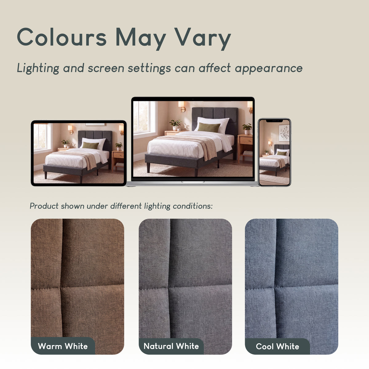 Velmora Single Fabric Bed, Dark Grey Linen