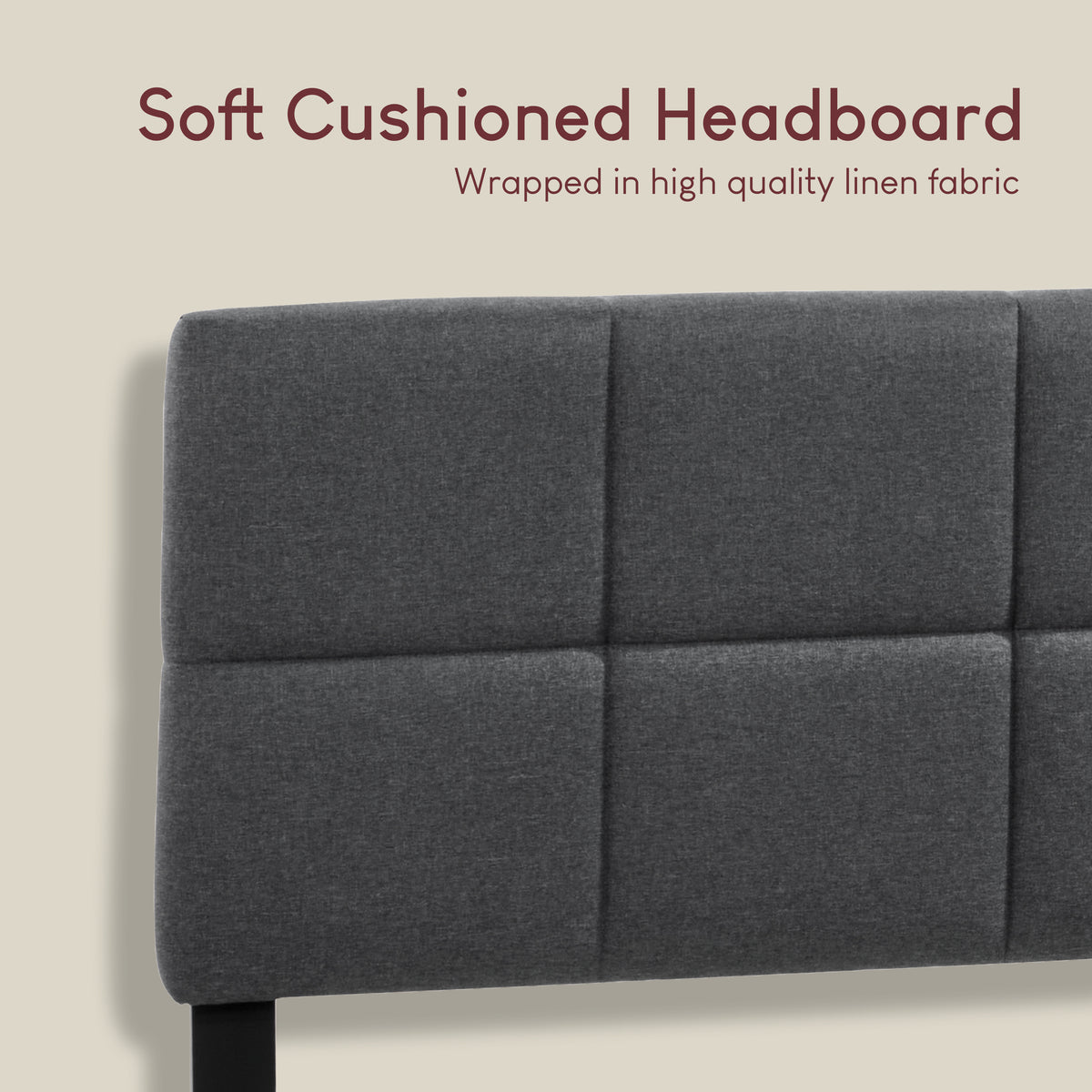 Velmora Double Fabric Bed and Mattress Dark Grey Linen