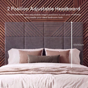 Velmora Double Fabric Bed and Mattress Dark Grey Linen
