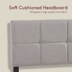 Velmora King Size Fabric Bed and Mattress, Beige Linen