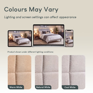 Velmora King Size Fabric Bed and Mattress, Beige Linen
