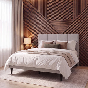 Velmora King Size Fabric Bed and Mattress, Beige Linen
