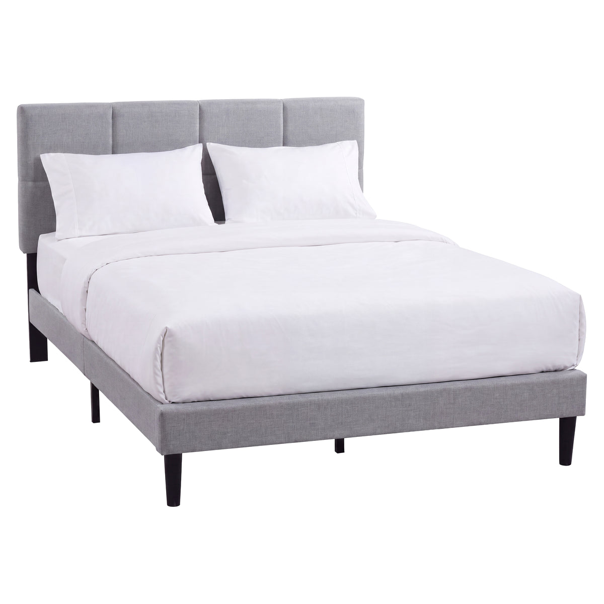 Velmora King Size Fabric Bed and Mattress, Light Grey Linen