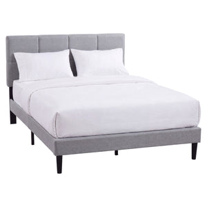 Velmora King Size Fabric Bed and Mattress, Light Grey Linen