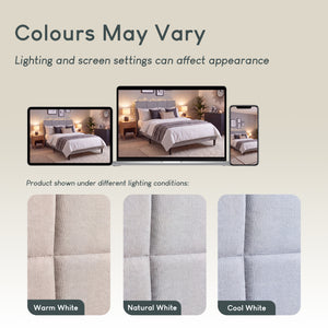 Velmora King Size Fabric Bed and Mattress, Light Grey Linen
