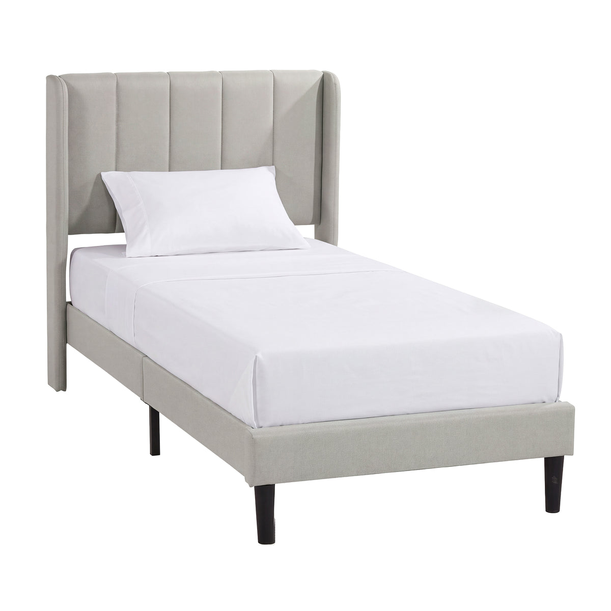 Vianna Single Fabric Bed and Mattress, Beige Linen