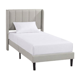 Vianna Single Fabric Bed and Mattress, Beige Linen