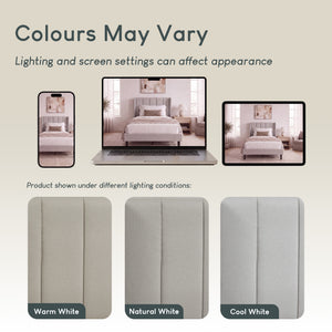 Vianna Single Fabric Bed and Mattress, Beige Linen