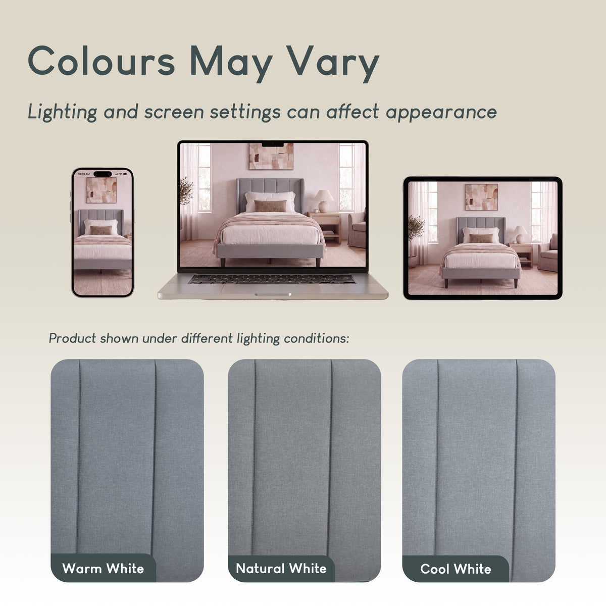 Vianna Single Fabric Bed and Mattress, Light Grey Linen