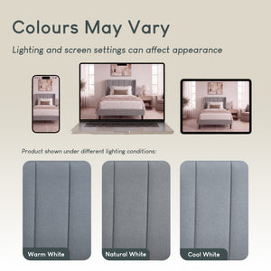 Vianna Single Fabric Bed and Mattress, Light Grey Linen