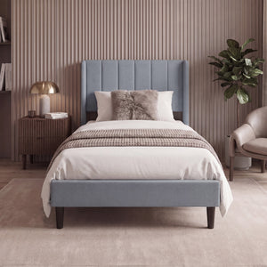 Vianna Single Fabric Bed, Light Grey Linen