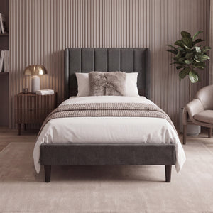 Vianna Single Fabric Bed, Dark Grey Linen