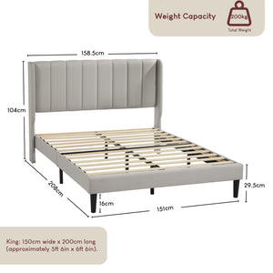 Vianna King Size Fabric Bed and Mattress Beige Linen