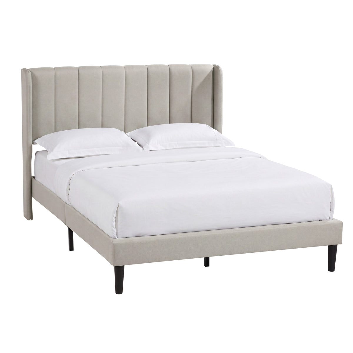 Vianna King Size Fabric Bed and Mattress Beige Linen