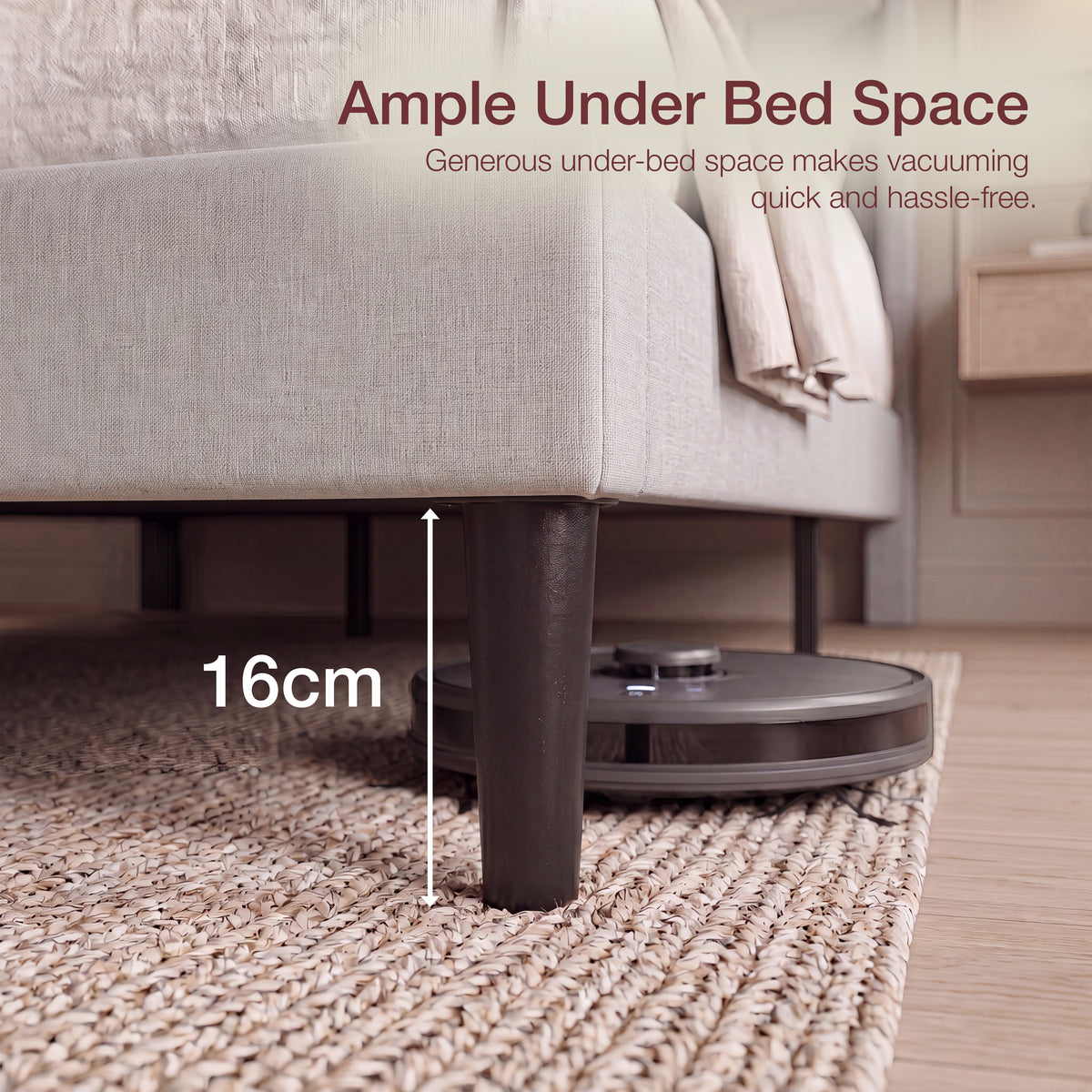 Vianna King Size Fabric Bed and Mattress Beige Linen