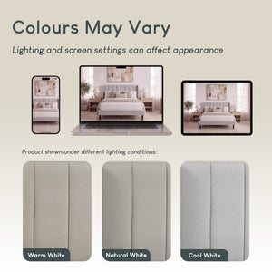 Vianna King Size Fabric Bed and Mattress Beige Linen