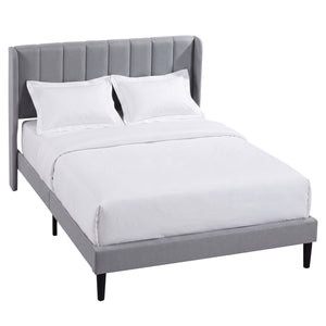Vianna King Size Fabric Bed and Mattress Light Grey Linen