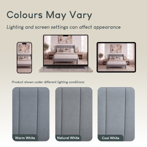 Vianna King Size Fabric Bed and Mattress Light Grey Linen