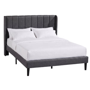 Vianna King Size Fabric Bed and Mattress, Dark Grey Linen