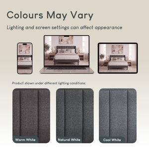Vianna King Size Fabric Bed and Mattress, Dark Grey Linen