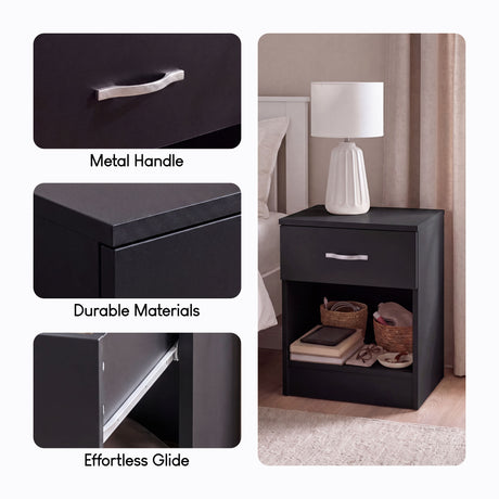 Riano 1 Drawer Bedside  Chest Set White Bedroom Storage Unit
