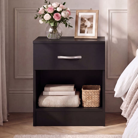 Riano 1 Drawer Bedside  Chest Set White Bedroom Storage Unit
