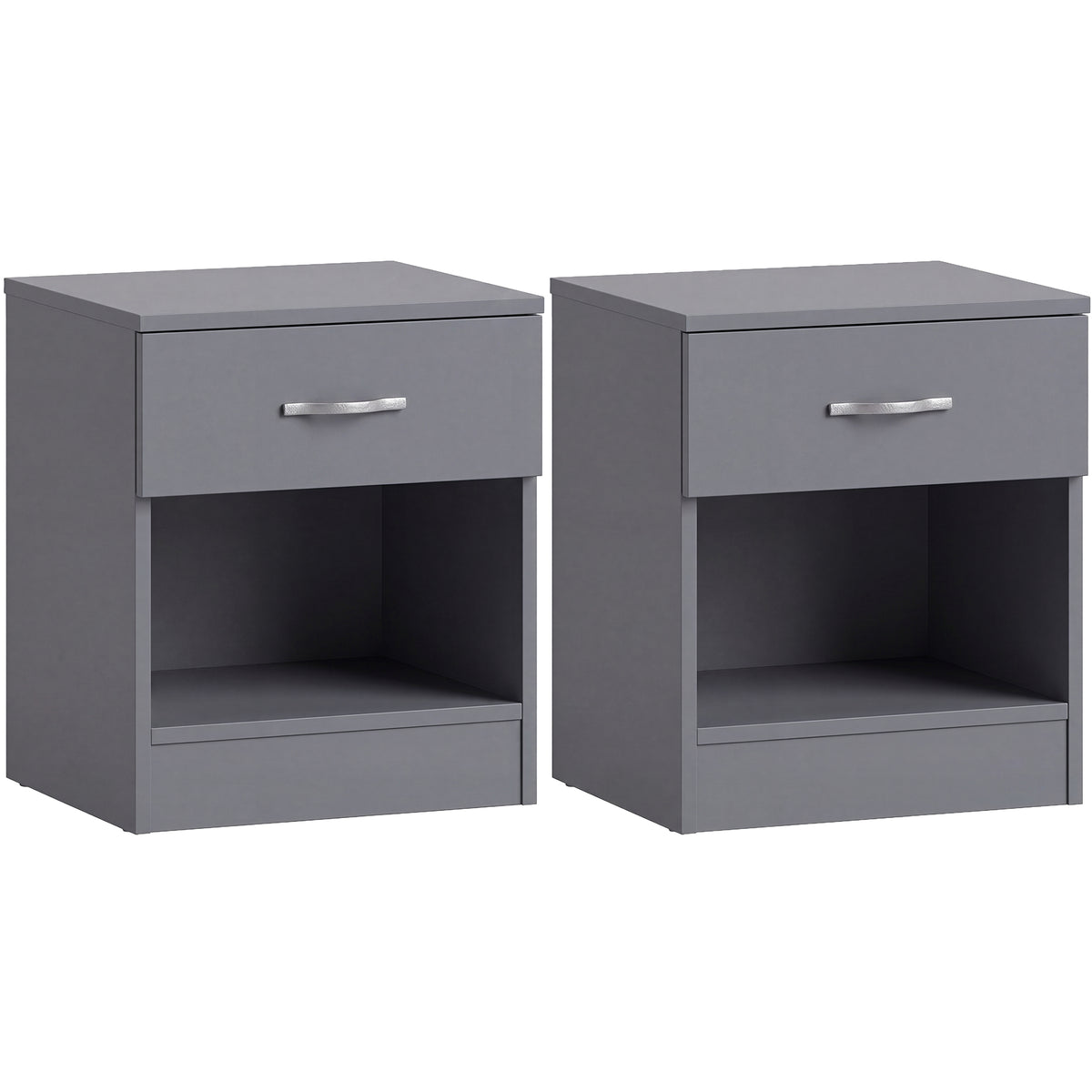 Riano 1 Drawer Bedside  Chest Set Grey Bedroom Storage Unit
