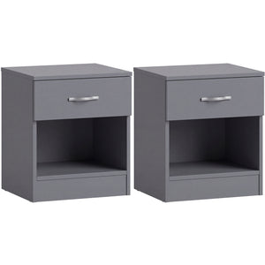 Riano 1 Drawer Bedside  Chest Set Grey Bedroom Storage Unit
