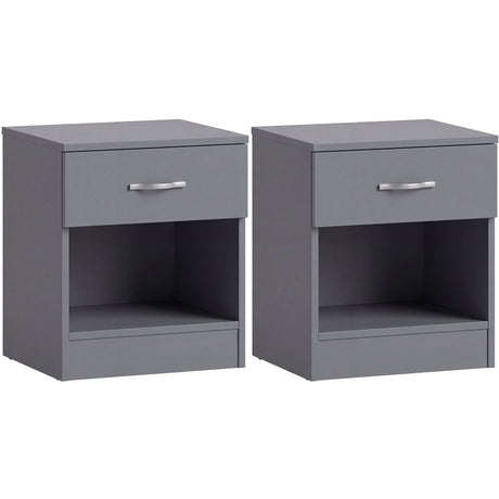 Riano 1 Drawer Bedside  Chest Set Grey Bedroom Storage Unit
