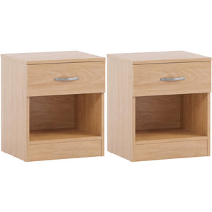 Riano 1 Drawer Bedside  Chest Set Pine Bedroom Storage Unit

