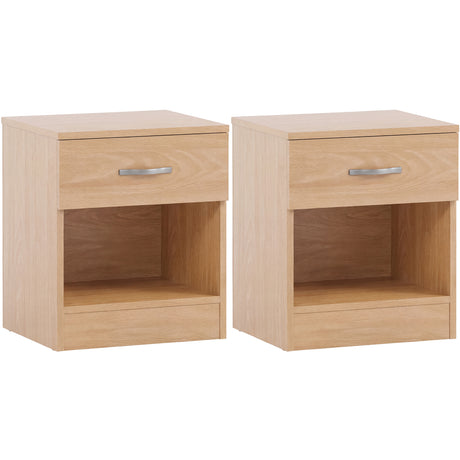 Riano 1 Drawer Bedside  Chest Set Pine Bedroom Storage Unit
