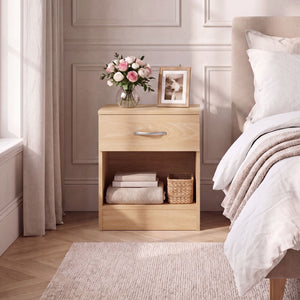 Riano 1 Drawer Bedside  Chest Set Pine Bedroom Storage Unit
