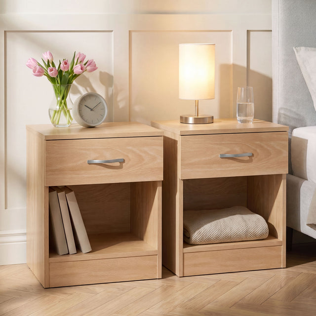 Riano 1 Drawer Bedside  Chest Set Pine Bedroom Storage Unit
