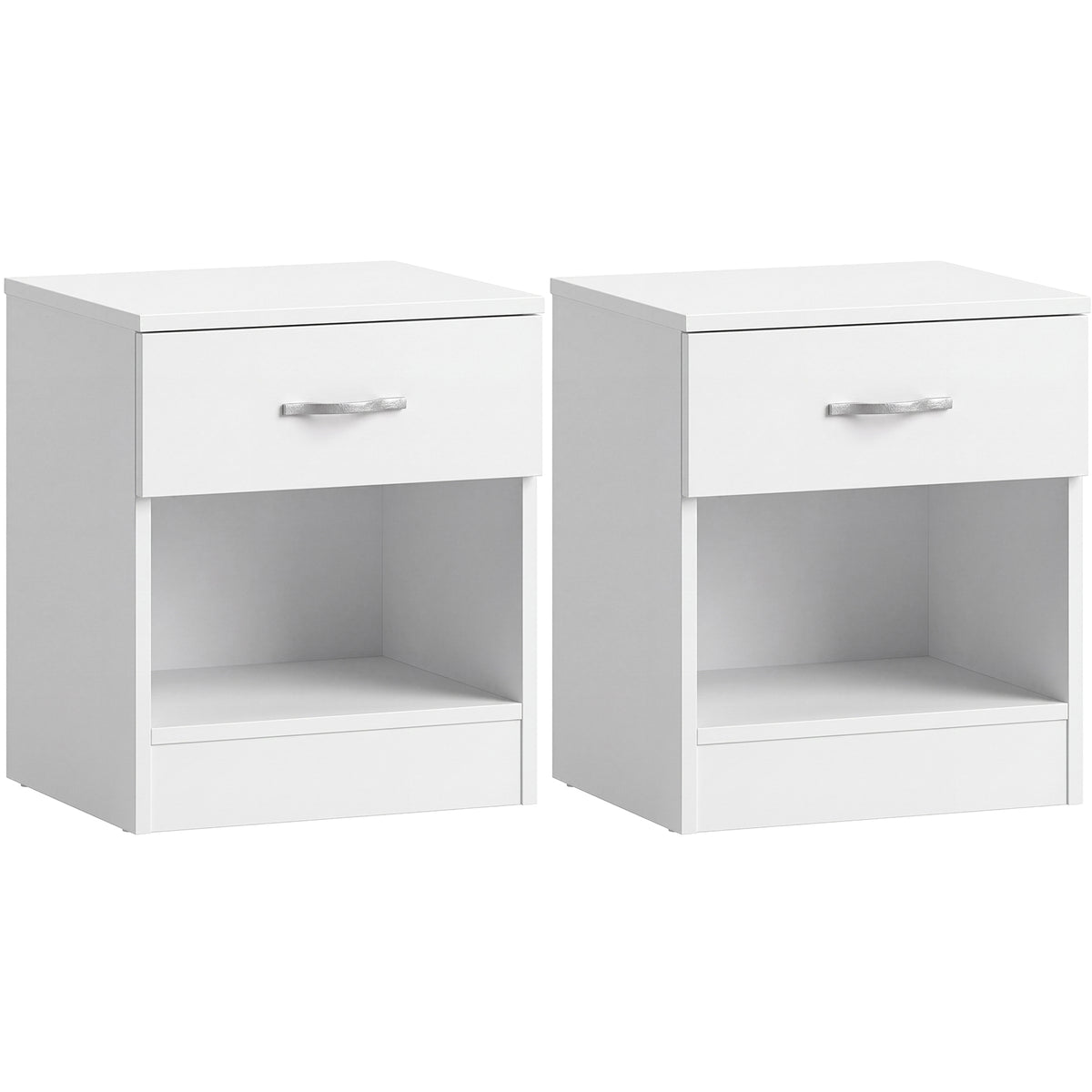 Riano 1 Drawer Bedside  Chest Set White Bedroom Storage Unit
