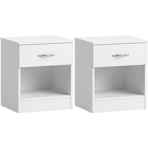 Riano 1 Drawer Bedside  Chest Set White Bedroom Storage Unit
