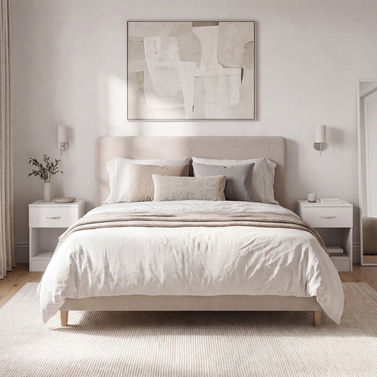 Riano 1 Drawer Bedside  Chest Set White Bedroom Storage Unit
