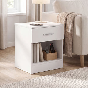 Riano 1 Drawer Bedside  Chest Set White Bedroom Storage Unit
