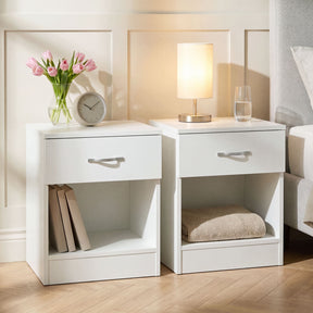 Riano 1 Drawer Bedside  Chest Set White Bedroom Storage Unit
