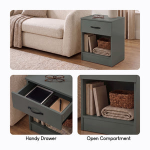 Riano 1 Drawer Bedside  Chest Set Green Bedroom Storage Unit
