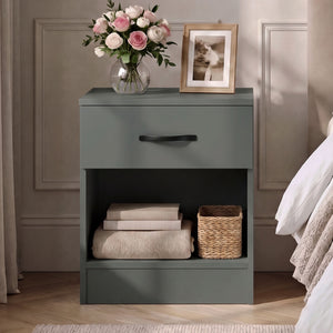 Riano 1 Drawer Bedside Chest Table- Set of 2, Jasper Green