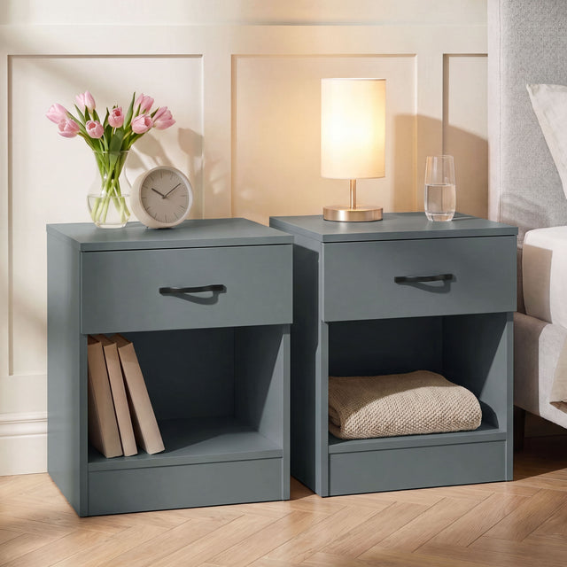Riano 1 Drawer Bedside  Chest Set Green Bedroom Storage Unit
