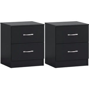 Riano 2 Drawer  Bedside  Chest Set Black Bedroom Storage Unit
