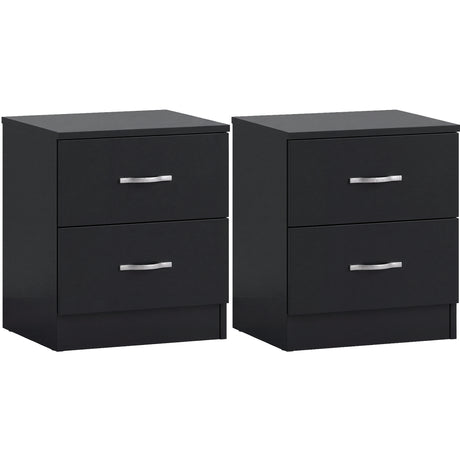 Riano 2 Drawer  Bedside  Chest Set Black Bedroom Storage Unit
