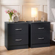 Riano 2 Drawer  Bedside  Chest Set Black Bedroom Storage Unit
