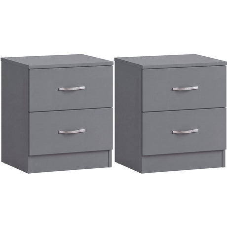 Riano 2 Drawer Bedside  Chest Set Grey Bedroom Storage Unit
