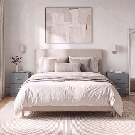 Riano 2 Drawer Bedside  Chest Set Grey Bedroom Storage Unit

