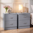 Riano 2 Drawer Bedside  Chest Set Grey Bedroom Storage Unit
