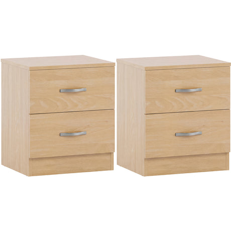Riano 2 Drawer Bedside  Chest Set Pine Bedroom Storage Unit
