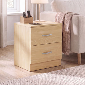 Riano 2 Drawer Bedside  Chest Set Pine Bedroom Storage Unit
